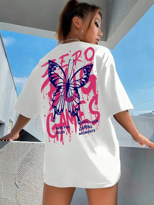 Camiseta Oversized Borboleta Fly Pink EC