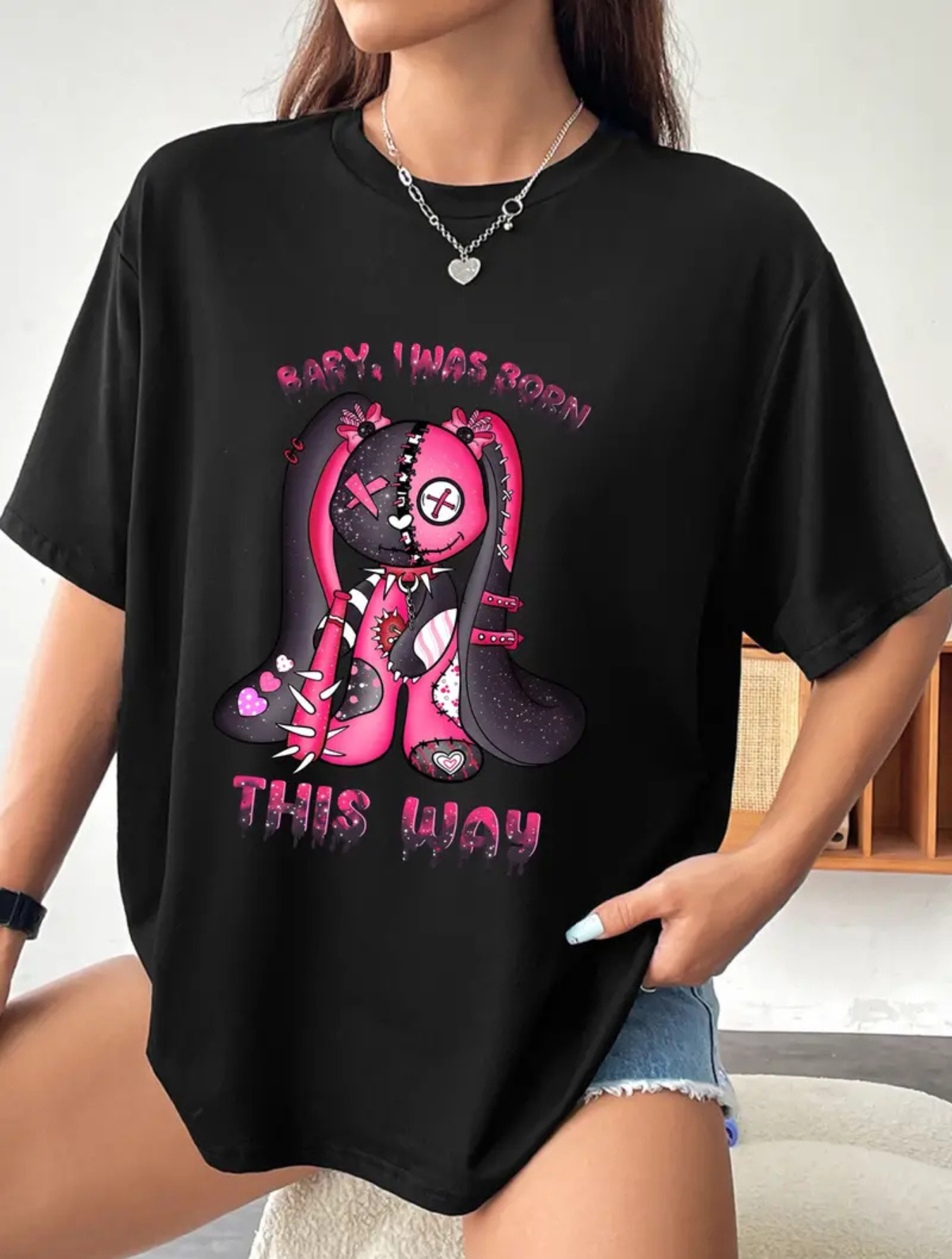 Camiseta Oversized Baby I Was Born This Way EF MEIO