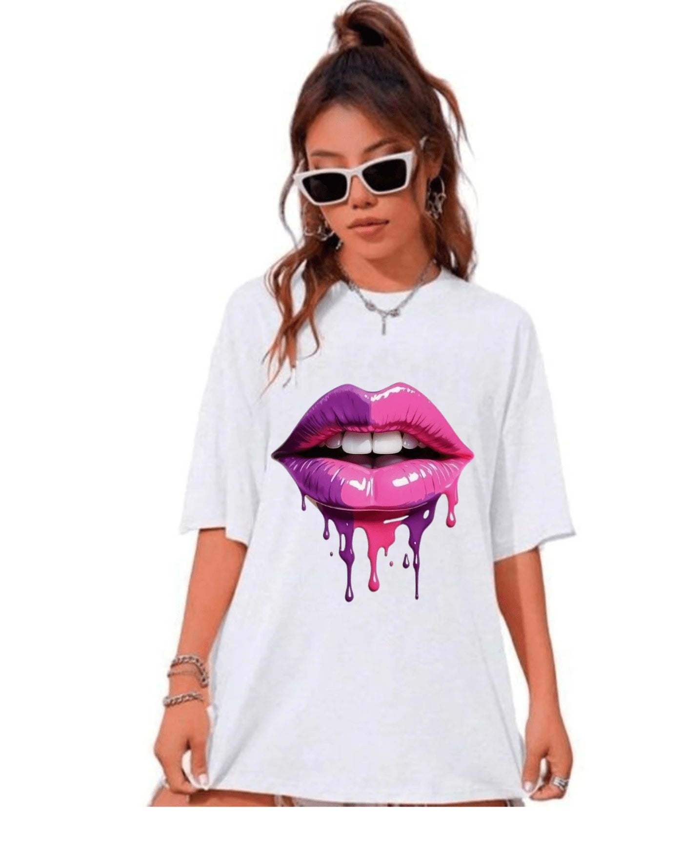 Camiseta Oversized Boca Roxa e Rosa EF