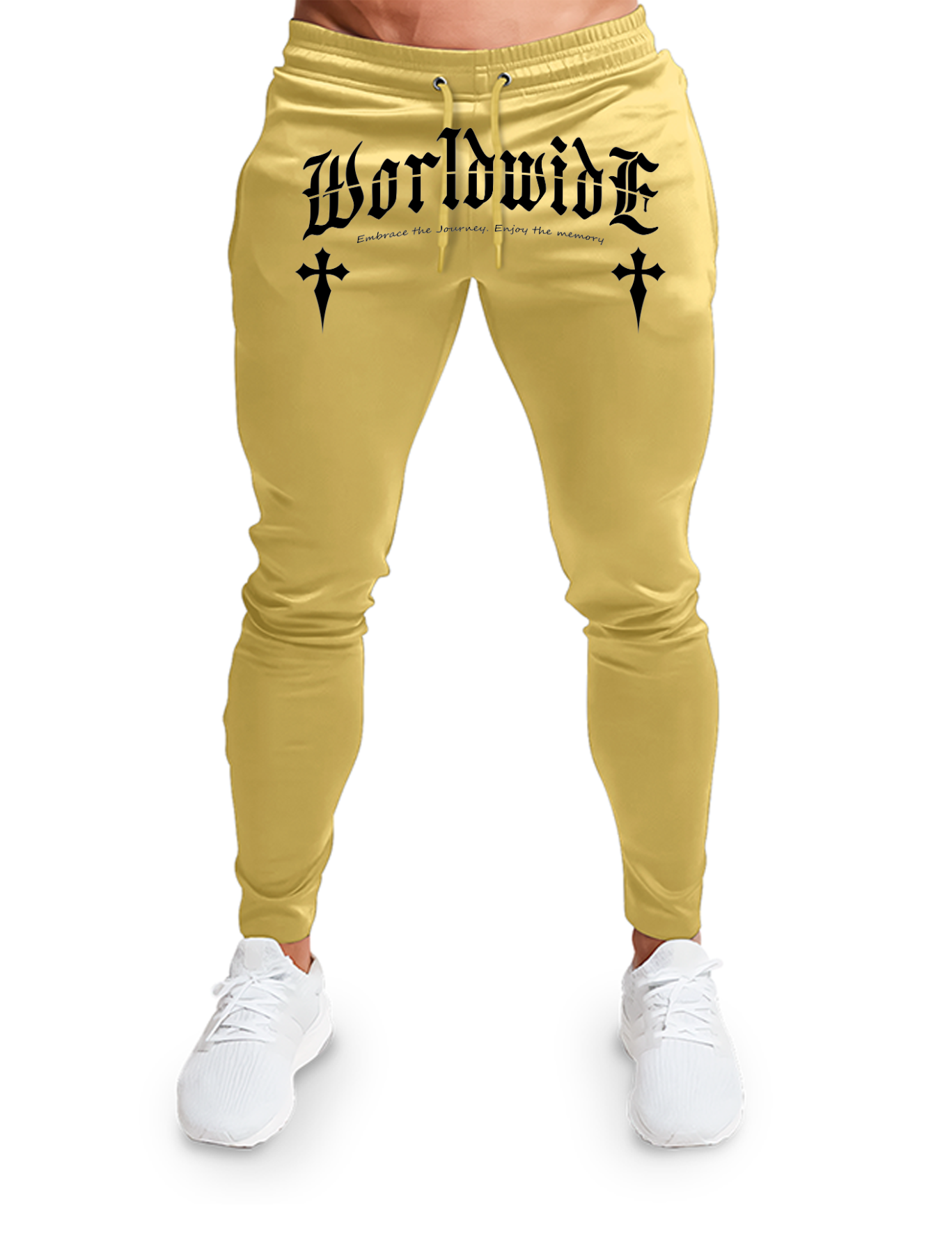 Calça Moletom WorldWide Preto e Branco Frente