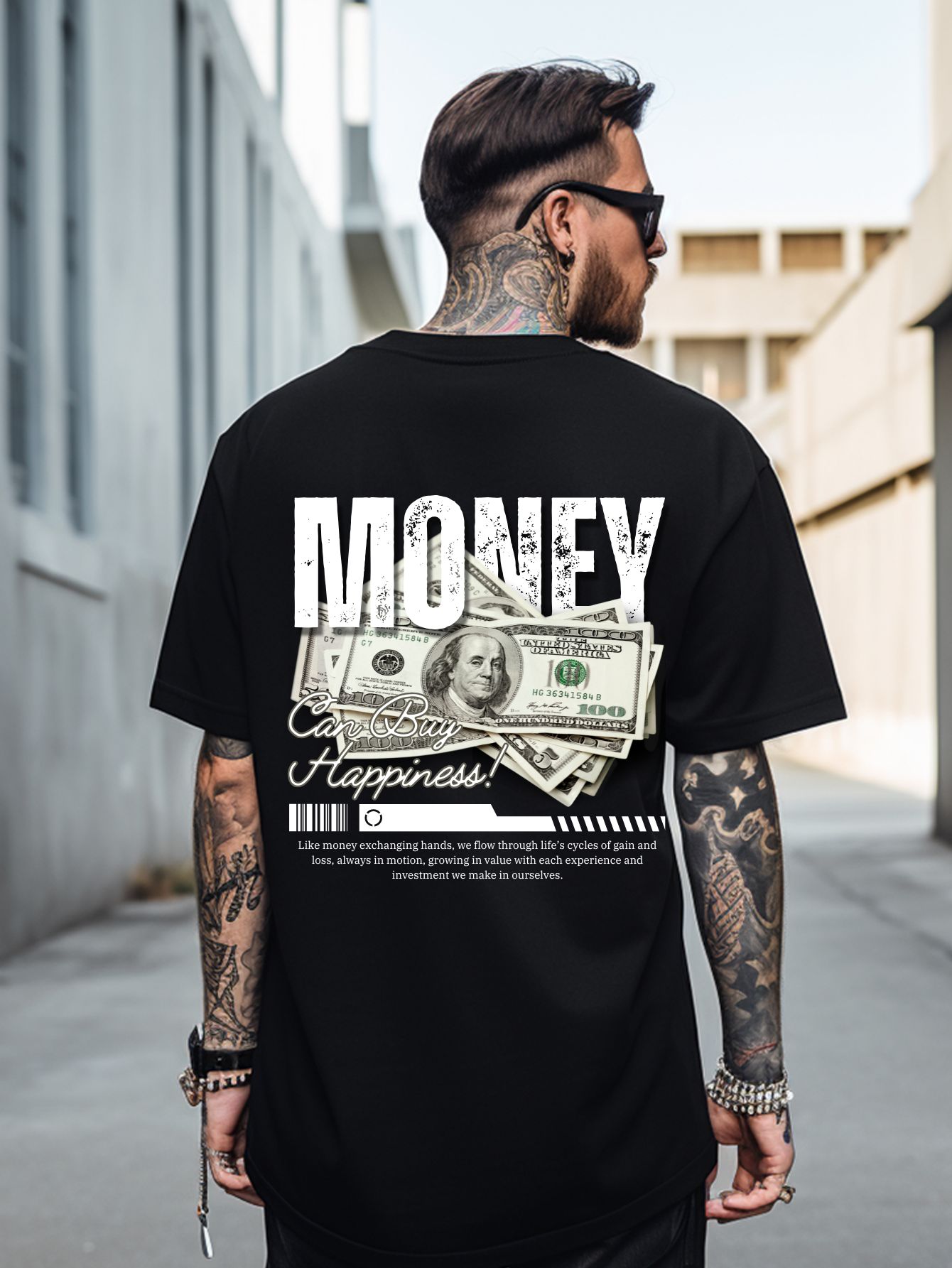 Camiseta Oversized Money can buy hapiness EC