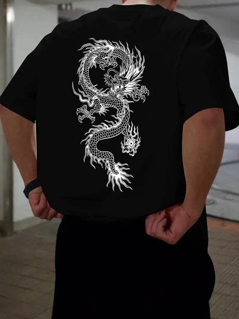 Camiseta Oversized White and Black Dragon EC