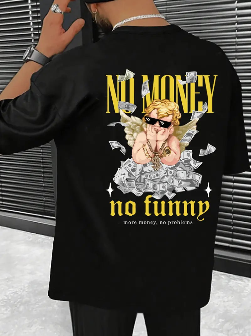 Camiseta Oversized No Money No Funny Angel EC