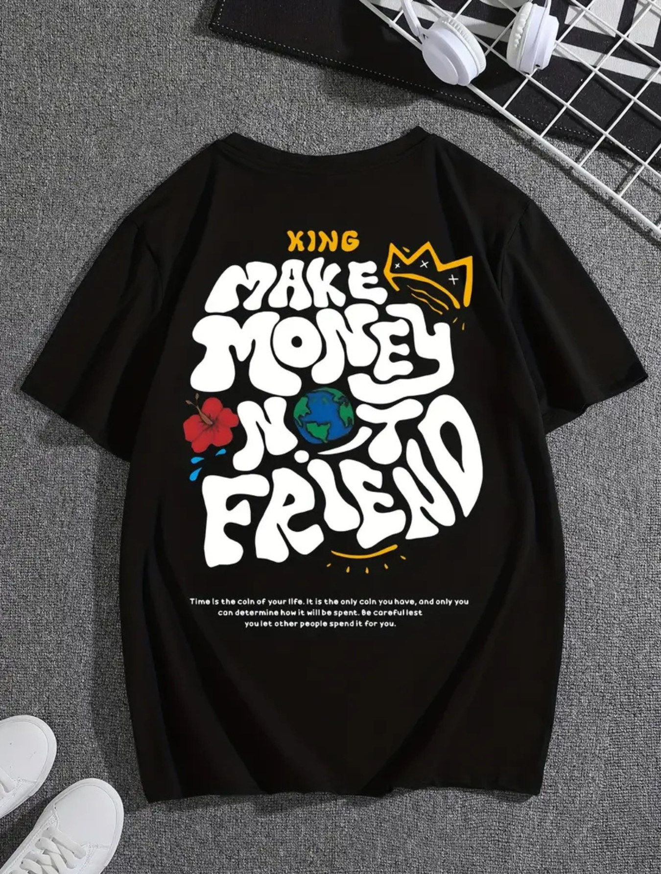 Camiseta Oversized Make money Not Friend EC