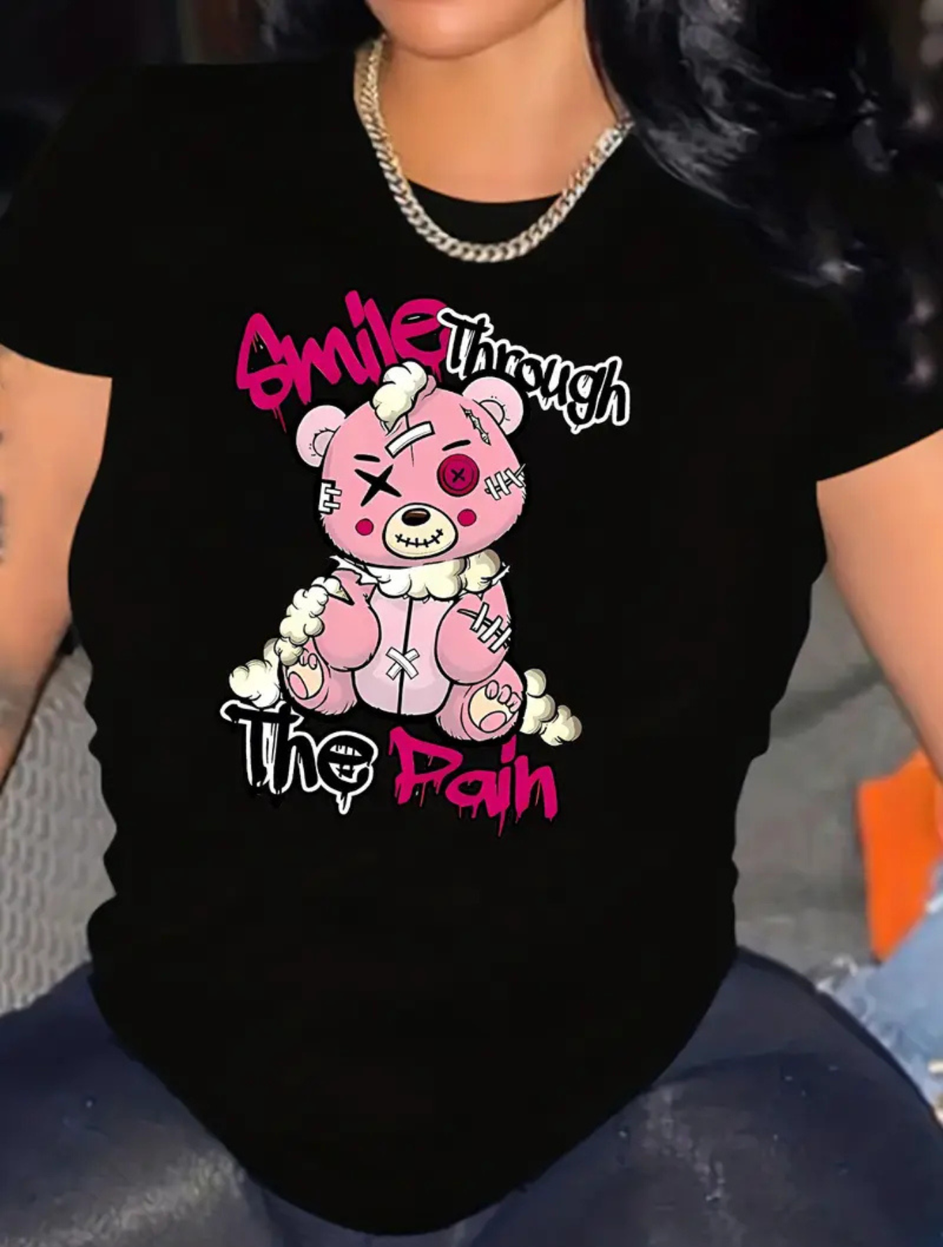 Camiseta Oversized Smile Through The Pain EF MEIO