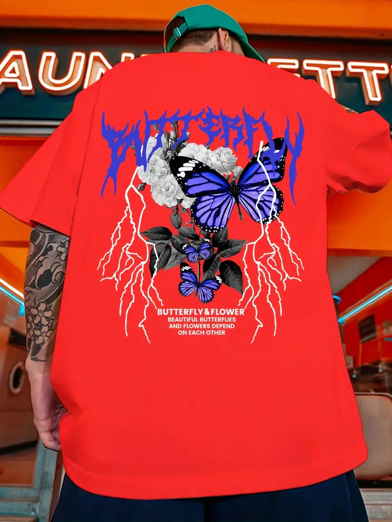 Camiseta Oversized Butterfly and Flower Purple EC