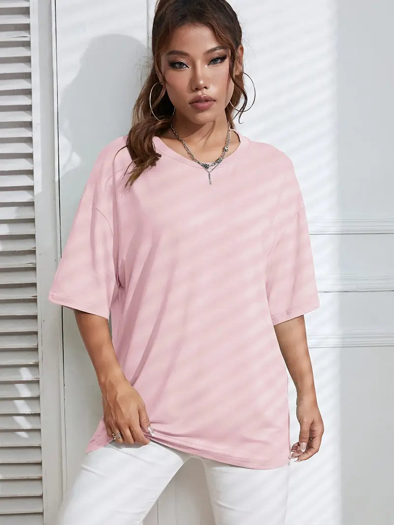 Camiseta Oversized Unissex Lisa Rosa